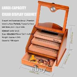 100 Count Luxury Cigar Cedar Wood Display Cabinets Cigar Storage Box Humidifier