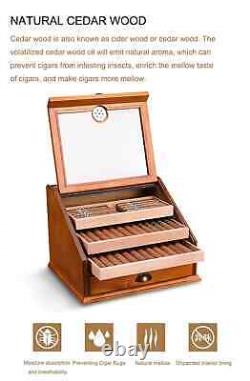 100 Count Luxury Cigar Cedar Wood Display Cabinets Cigar Storage Box Humidifier