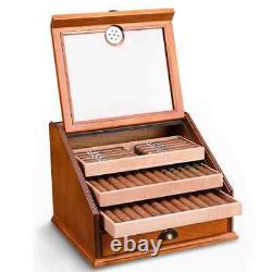 100 Count Luxury Cigar Cedar Wood Display Cabinets Cigar Storage Box Humidifier