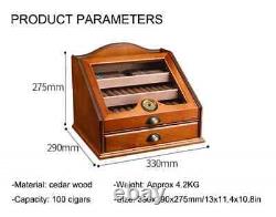 100 Count Luxury Cigar Cedar Wood Display Cabinets Cigar Storage Box Humidifier