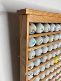 100 Golf Ball Solid Wood Display Case Cabinet Wall Shelf + 100 BALLS INCLUDED