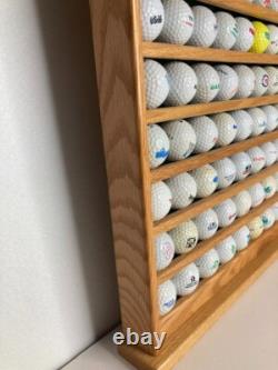100 Golf Ball Solid Wood Display Case Cabinet Wall Shelf + 100 BALLS INCLUDED