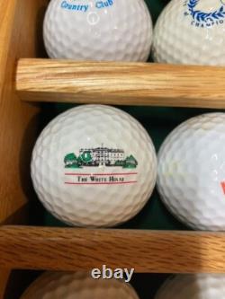 100 Golf Ball Solid Wood Display Case Cabinet Wall Shelf + 100 BALLS INCLUDED