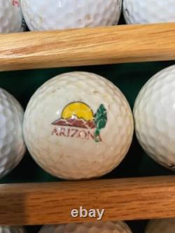 100 Golf Ball Solid Wood Display Case Cabinet Wall Shelf + 100 BALLS INCLUDED