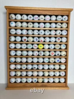 100 Golf Ball Solid Wood Display Case Cabinet Wall Shelf + 100 BALLS INCLUDED