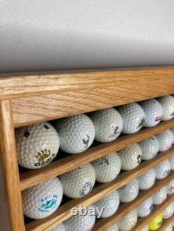 100 Golf Ball Solid Wood Display Case Cabinet Wall Shelf + 100 BALLS INCLUDED