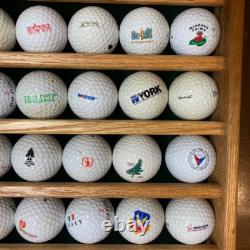 100 Golf Ball Solid Wood Display Case Cabinet Wall Shelf + 100 BALLS INCLUDED