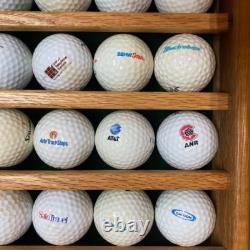 100 Golf Ball Solid Wood Display Case Cabinet Wall Shelf + 100 BALLS INCLUDED