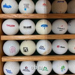 100 Golf Ball Solid Wood Display Case Cabinet Wall Shelf + 100 BALLS INCLUDED