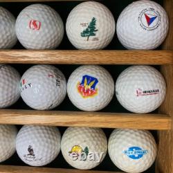 100 Golf Ball Solid Wood Display Case Cabinet Wall Shelf + 100 BALLS INCLUDED