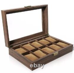 10Pcs Wooden Wood Watch Display Case Collection Storage Holder