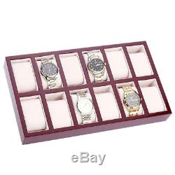 10X 12-Slot Wood Watch Display Box Wristwatch Jewelry Storage Organizer Case WS