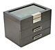 10 20 30 Slot Wrist Watch Black Oak Wood Storage Display Box Case Chest Cabinet
