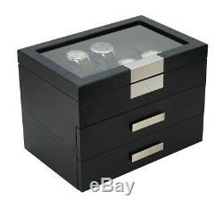 10 20 30 Wrist Watch Black Storage Display Chest Box Display Wooden Case Cabinet