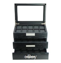 10 20 30 Wrist Watch Black Storage Display Chest Box Display Wooden Case Cabinet