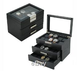 10 20 30 Wrist Watch Black Storage Display Chest Box Display Wooden Case Cabinet