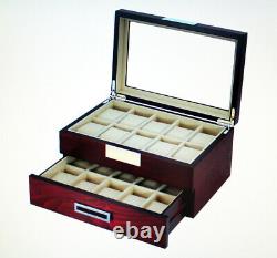 10 20 Slot Wrist Watch Oak Wood Storage Display Box Display Case Chest Cabinet