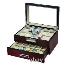 10 20 Slot Wrist Watch Oak Wood Storage Display Box Display Case Chest Cabinet