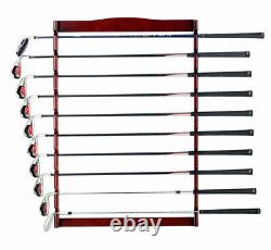 10 Golf Clubs Display Wall Mounted Rack, Solid Wood, Case Mahogany