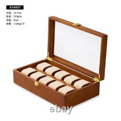 10 Grids Wood Jewelry Organizer Box Watch Holder Storage Case Watch Display Box