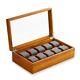10 Grids Wood Jewelry Organizer Box Watch Holder Storage Case Watch Display Box
