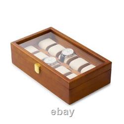 10 Grids Wood Jewelry Organizer Box Watch Holder Storage Case Watch Display Box