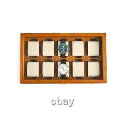 10 Grids Wood Jewelry Organizer Box Watch Holder Storage Case Watch Display Box