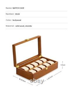 10 Grids Wood Jewelry Organizer Box Watch Holder Storage Case Watch Display Box