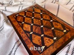 10 Moroccan Lockable Thuja Burl Wood Jewelry Box Holder With Key, Decorative Box