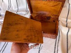 10 Moroccan Lockable Thuja Burl Wood Jewelry Box Holder With Key, Decorative Box