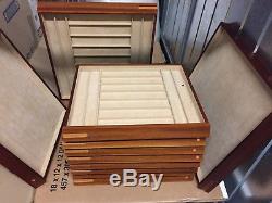 10 Quality Woodengrooved Wrist Watch Case Presentation Display Tray Shop Storage