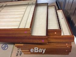 10 Quality Woodengrooved Wrist Watch Case Presentation Display Tray Shop Storage
