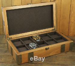 10 Slot Rustic Watch Box Wood Display Case Organizer Jewelry Storage