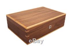 10 Walnut Wood Wrist Watch Jewellery Display Lockable Storage Wooden Case Box