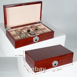 10 Watch Box for Men Watches Display Case Wood Luxury Fingerprint Lock