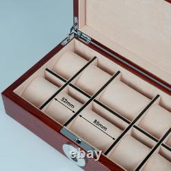 10 Watch Box for Men Watches Display Case Wood Luxury Fingerprint Lock