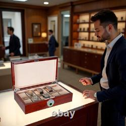 10 Watch Box for Men Watches Display Case Wood Luxury Fingerprint Lock