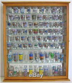 110 Shot Glass Display Case Wall Cabinet with door, Mirrored Back. SC09-OA