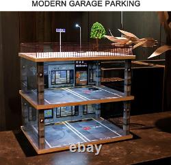 118 Scale 3-Tiers Model Car Display Case with Parking Lot Scene for
