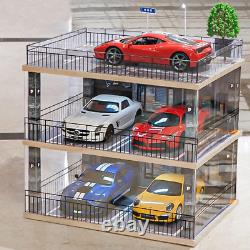 118 Scale 3-Tiers Model Car Display Case with Parking Lot Scene for