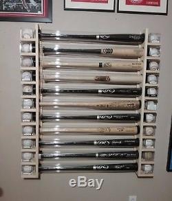 11 Bat Wood Baseball Bat Display Rack with Double Shelves (SEE DESCRIPTION)