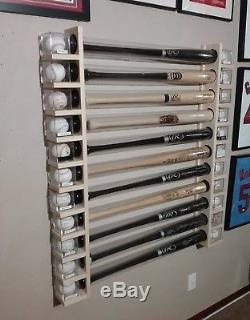 11 Bat Wood Baseball Bat Display Rack with Double Shelves (SEE DESCRIPTION)