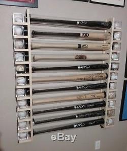 11 Bat Wood Baseball Bat Display Rack with Double Shelves (SEE DESCRIPTION)