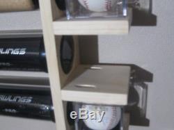 11 Bat Wood Baseball Bat Display Rack with Double Shelves (SEE DESCRIPTION)