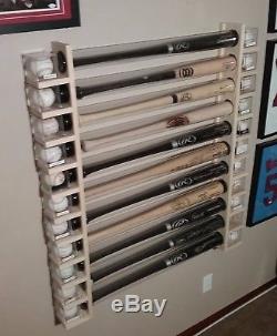 11 Bat Wood Baseball Bat Display Rack with Double Shelves (SEE DESCRIPTION)