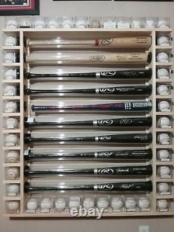 11 Bat Wood Baseball Bat Display Rack with Multi Shelves (SEE DESCRIPTION)