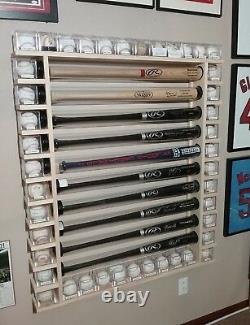 11 Bat Wood Baseball Bat Display Rack with Multi Shelves (SEE DESCRIPTION)