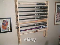 11 Bat Wood Baseball Bat Display Wall Rack Wall Mount (SEE DESCRIPTION)