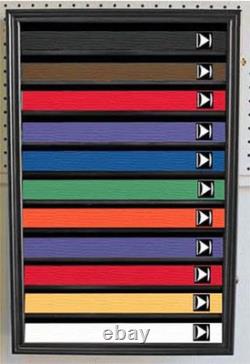 11 Row Martial Arts Belt Display Case with Dust-Proof Door