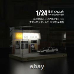 124 Scale Initial D Fujiwara Tofu Shop Scene LED Display Case Dust-proof Box